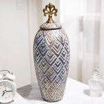 vases decoratifs bleu or bronze fleurs geometriques texturés vintage art deco
