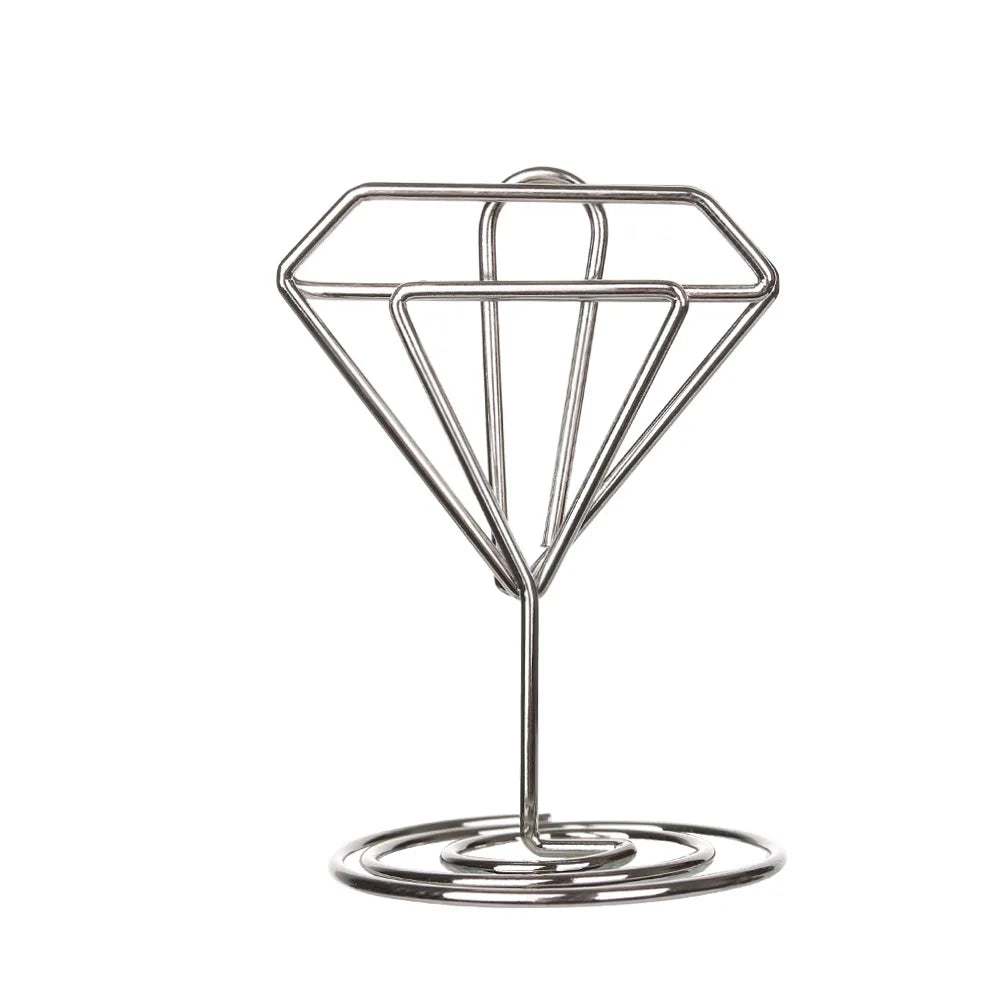 pinces papier cœur diamant moderne or rose argenté métal décoratif cartes notes support