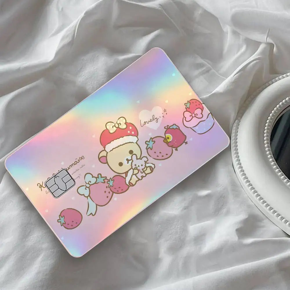 autocollants carte d'identité dessin animé rilakkuma chats motifs floraux multicolore résistants eau protection vinyl