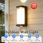 lampe murale extérieure moderne led ip65 étanche noir façade transparente abatjour acrylique