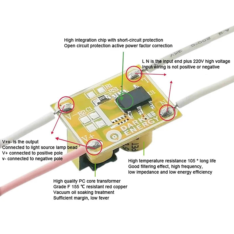 circuits imprimés led drivers alimentation jaune rouge blanc vert électronique bricolage fixations fils