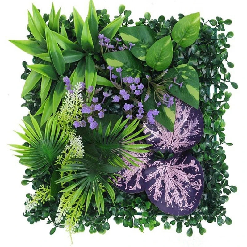 panneau mural plantes artificielles herbe verte fleurs blanches décoration jardin extérieur mur extérieur décoratif