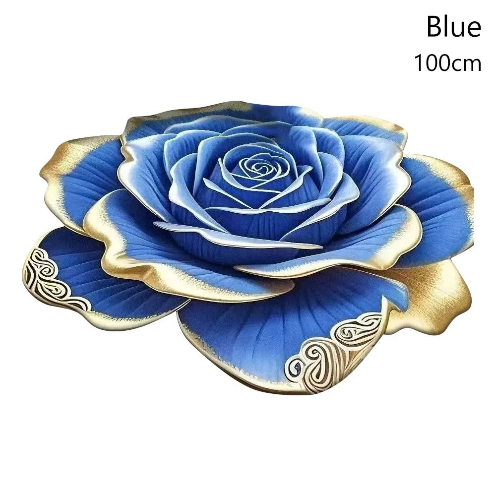 tapis 3d fleurs polyester moderne bleu jaune marron rose violet anti dérapant salon chambre