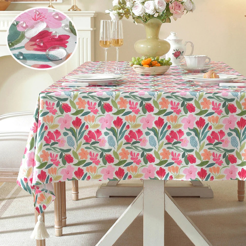 nappe table imperméable polyester moderne fleurs colorées toute l'année extérieur intérieur