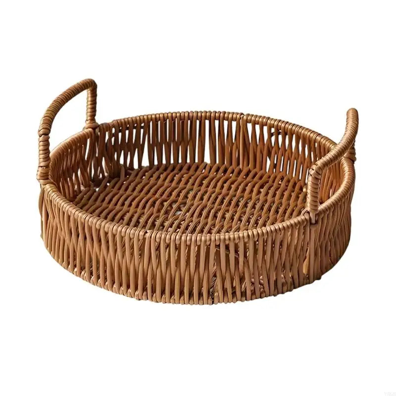panier tressé osier brun pliable plateau rustique bohème salon storage fruits Pods Pods Pods
