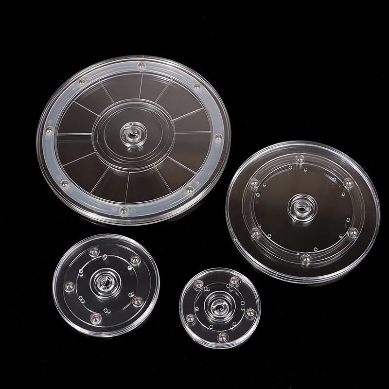 support disque transparent moderne rotatif 360 degrés sections rondes différentes tailles