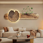 tableau mural moderne bois marron clair éclairage led cuisine salle manger fixé mur œilletsbranches