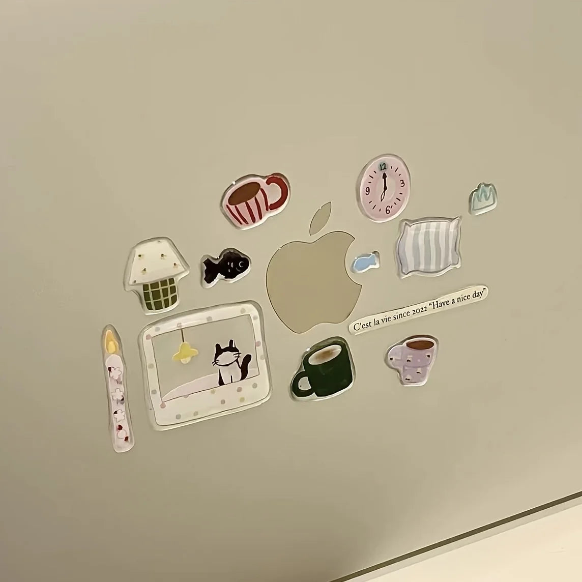 autocollants cartoon vinyle adhésifs flat dessins animés motifs simples tasses chats gâteaux coussins lampes