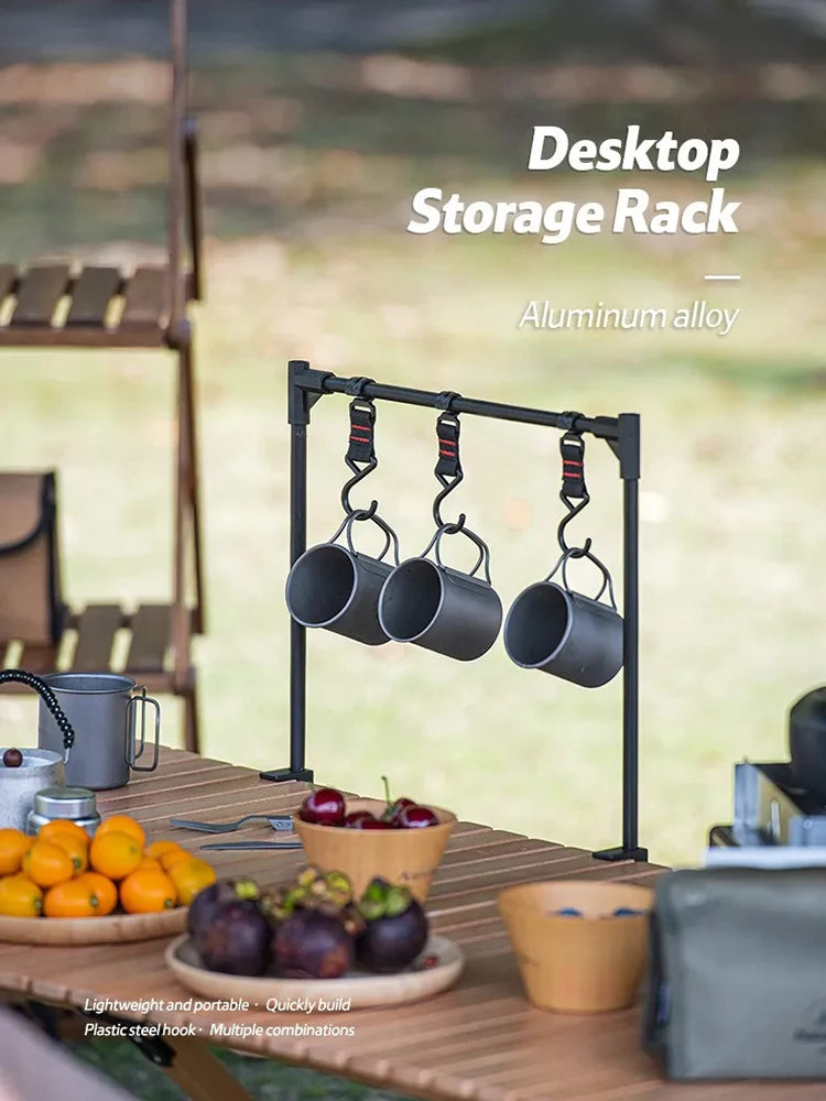 support rangement extérieur aluminium crochets tasses théière fruits clamp campagne