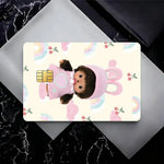 autocollants cartes visite illustration animée monchhichi coeurs géométriques réutilisables étanches single piece package