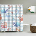 rideau douche motif marine tapis bain couvercle toilette poissons coraux