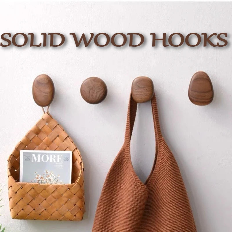 Patère murale scandinave en bois massif couleur bronze sans perçage