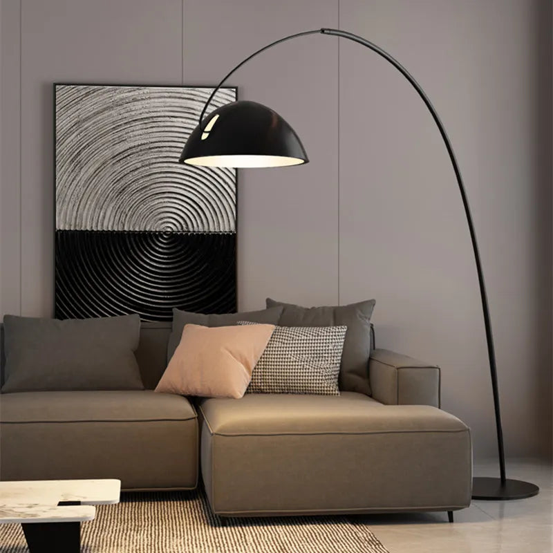 lampe arc noir moderne fer base solide éclairage salon chambre simple assembly led touch