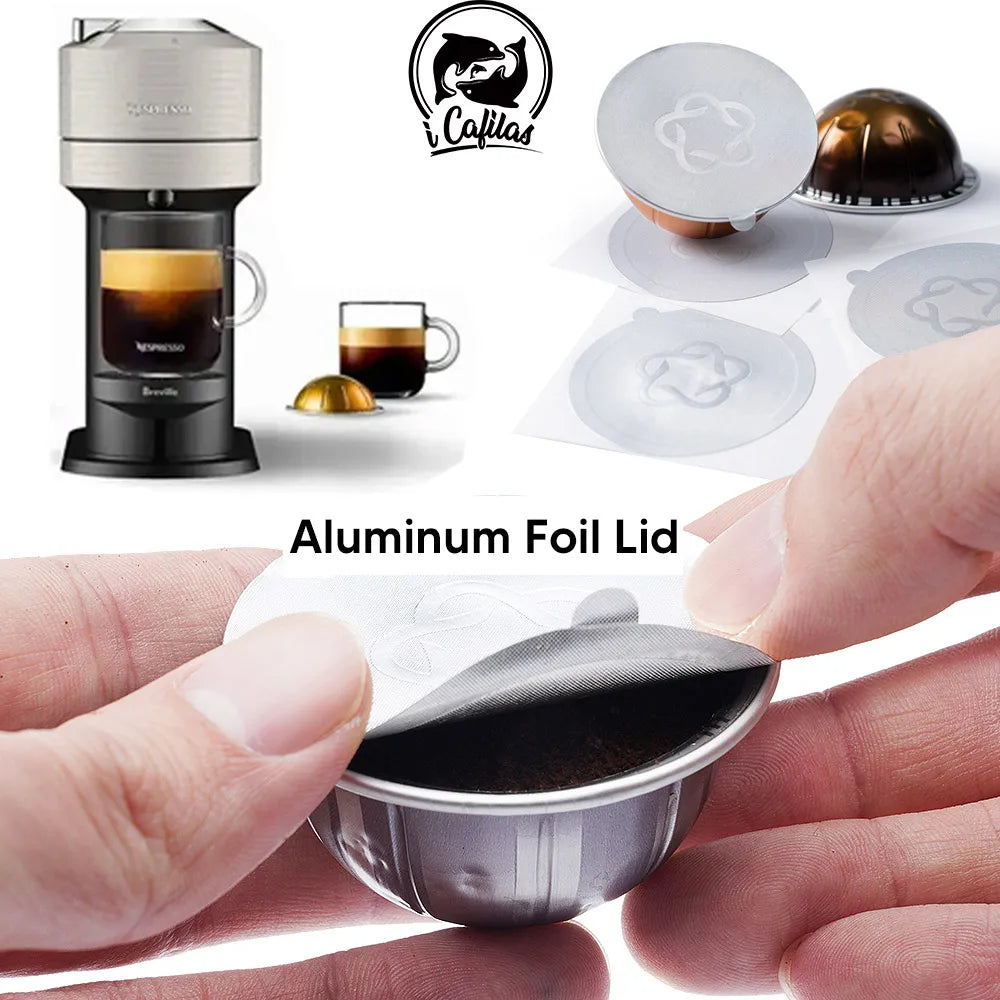 filtres rechargeables aluminium coniques nespresso vertuo plus 100pcs argentés modernes