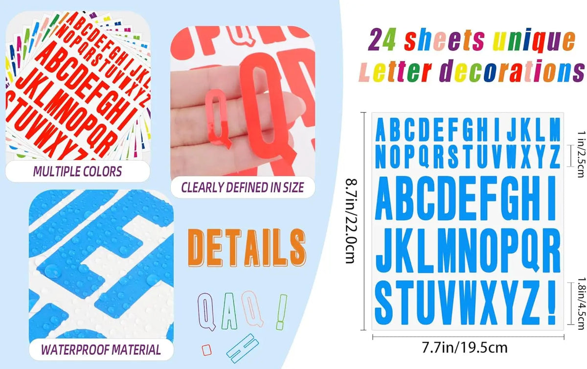 lettres autocollantes alphabet complet couleurs classiques adhésives éducation artistique enfants deco