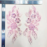 appliques textiles brodées fleurs sequins bleu clair vert rose blanc décoratives vêtements occasion party