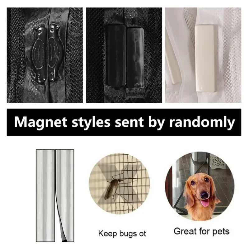 rideau moustiquaire magnétique porte noir maille fine opacité moderne adhésif clips inclusion