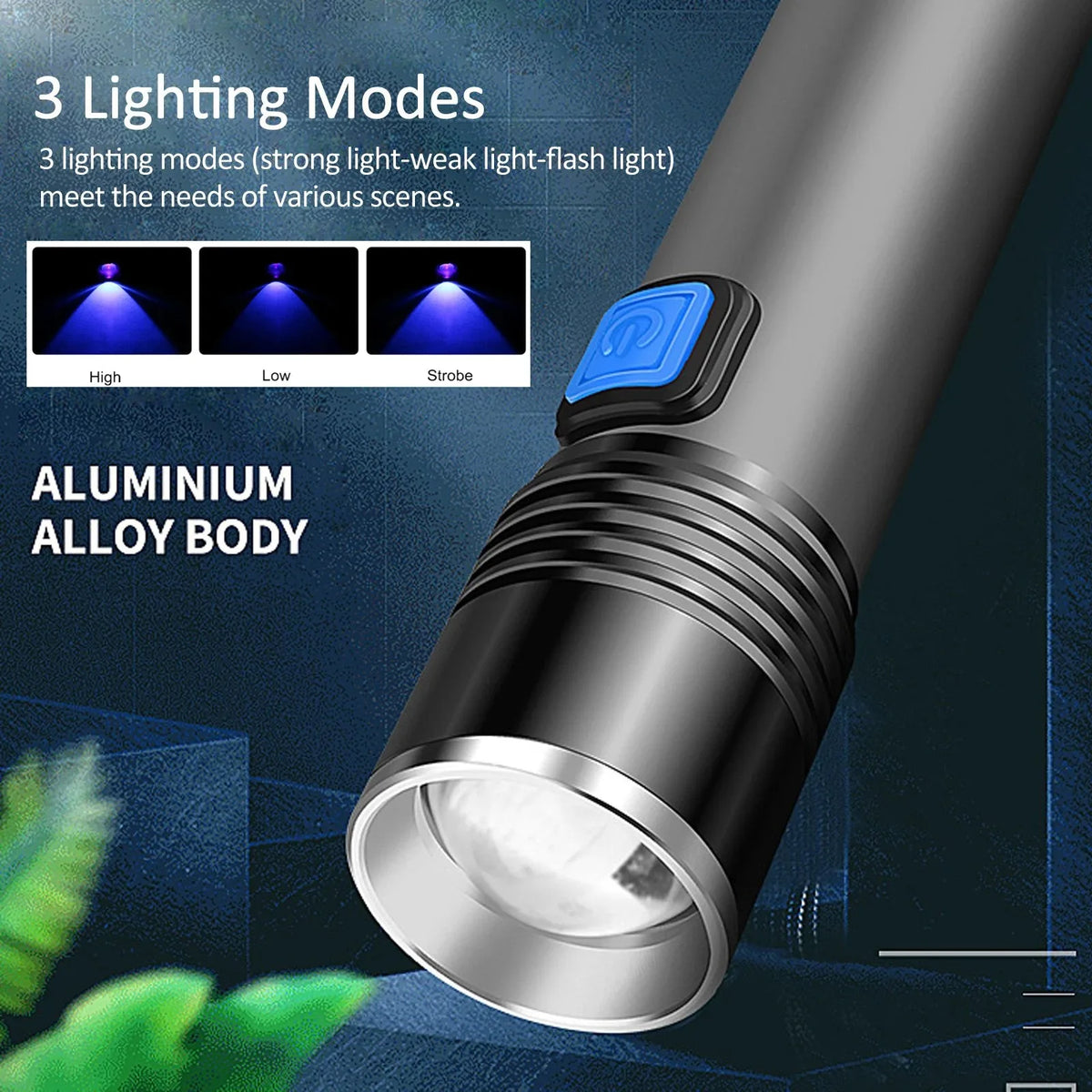 lampe torche uv rechargeable led gris noir 5w zoomable certifications ccc fcc rohs ul