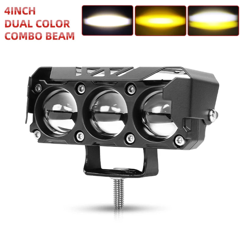 projecteur led spot flood antibrouillard jaune moderne transparent vis câble électrique 6000k 12v 24v