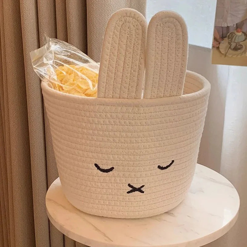 panier tressé mignon miffy blanc rangement cosmétiques dessin animé japonais