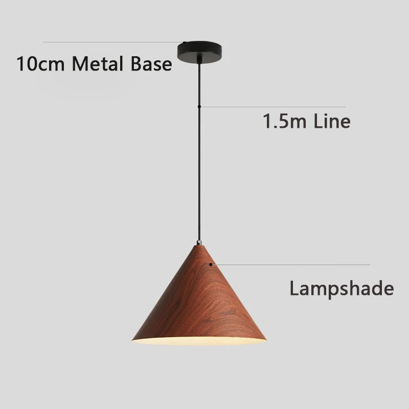 suspension lumineuse moderne bois brun conique mat salle bain chambre salon