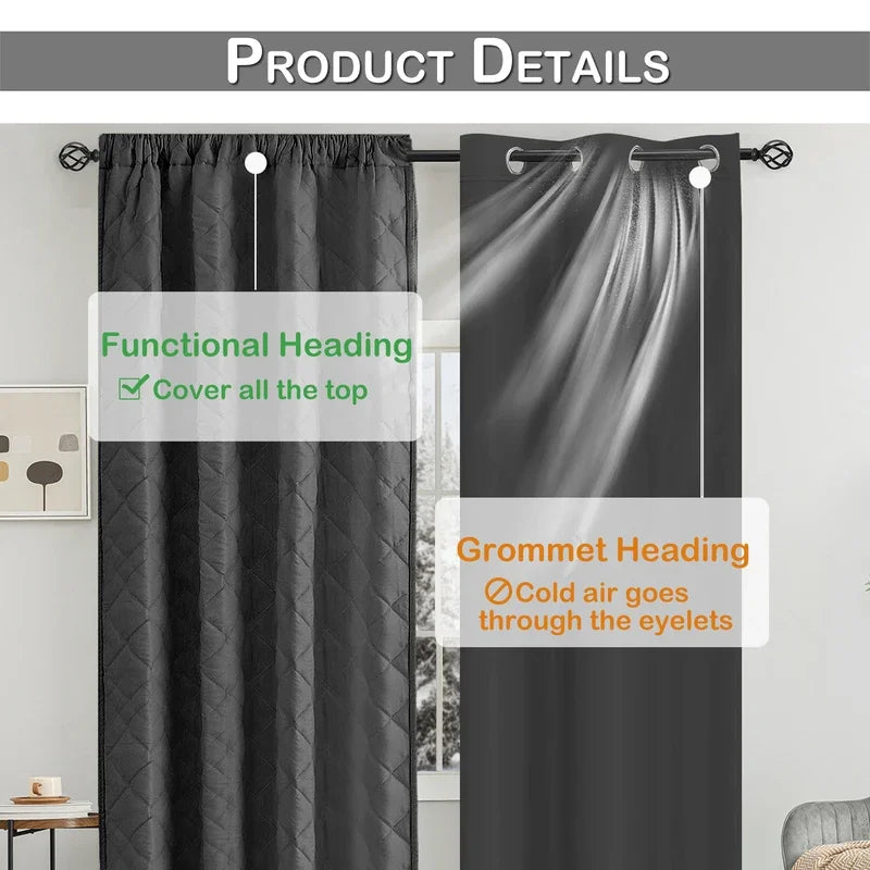 rideaux romains deux panneaux motif losange gris foncé isolation thermique moderne