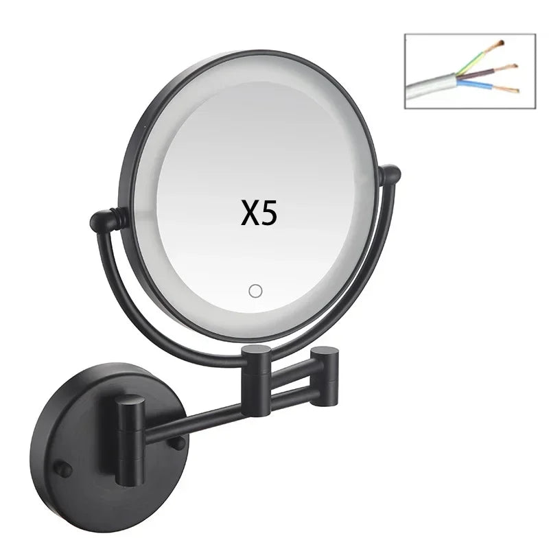 miroir cosmétique rond télescopique rotatif double face grossissant mural maquillage salle bain