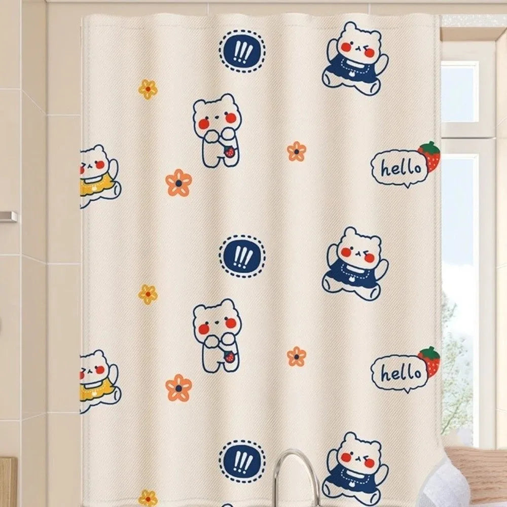 rideau dessins animés lapins bleus coeurs étoiles moderne opacifiant bleu marine beige clair