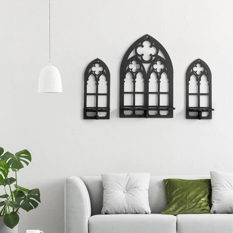 étagère murale noire gothique moderne ajourée bois opaque