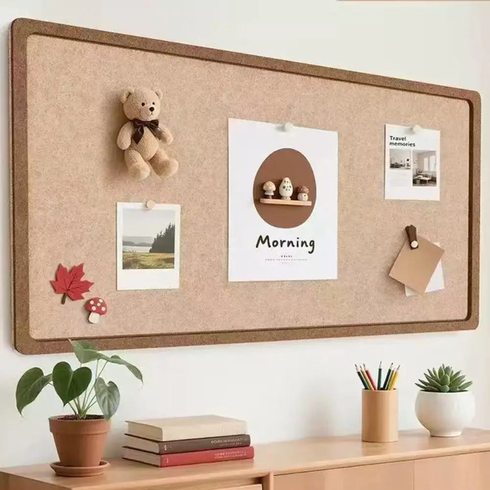 tableau clous marron clair feutre adhésif minimaliste papier notes figurines chambre