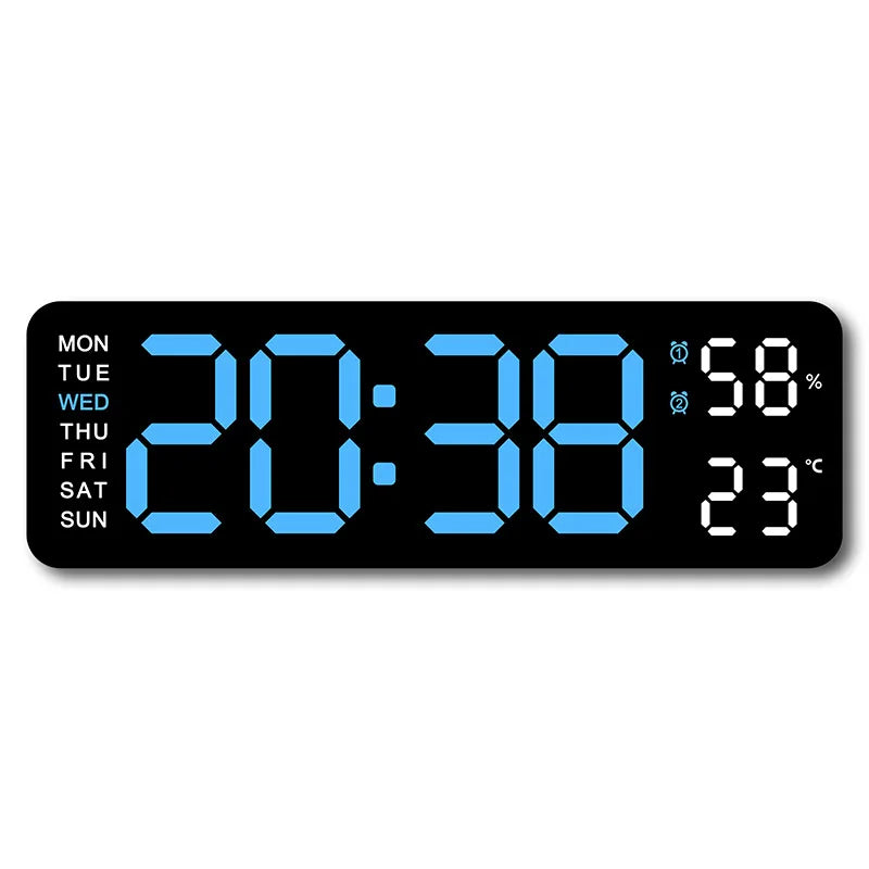 horloge numérique murale LED noir blanc température humidité semaine USB rechargeable moderne