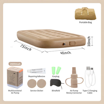 matelas gonflable beige moderne bosses pompe électrique double camping intérieur