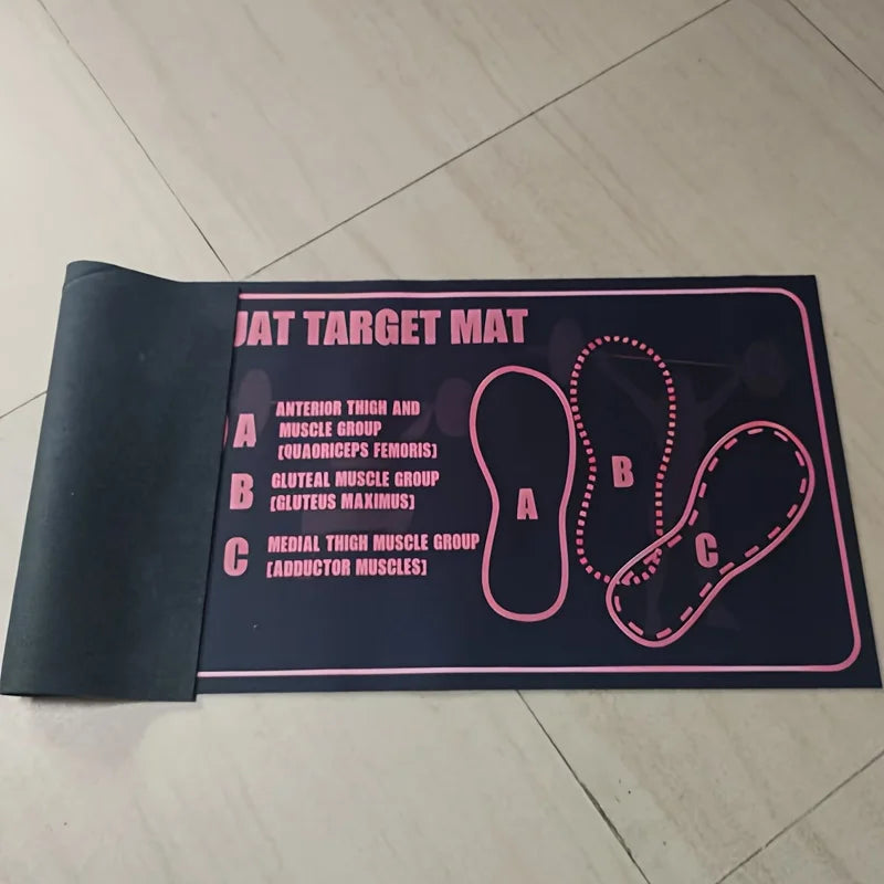 tapis fitness antidérapant squat couleur noir rose bleu motifs pieds