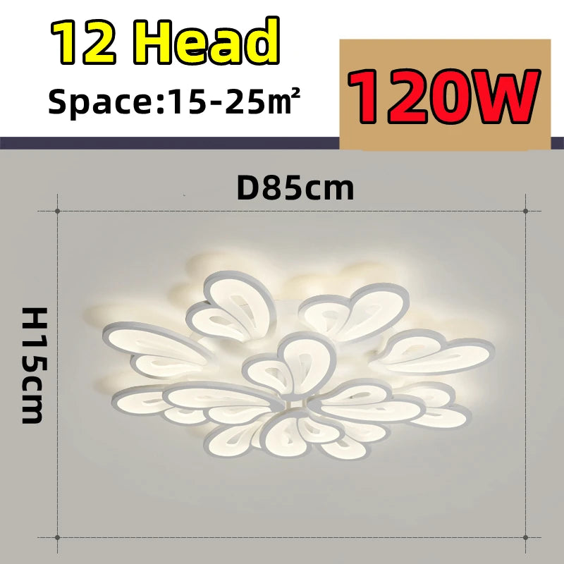 plafonnier moderne blanc gris feuilles stylisées éclairage quotidien chambre salon télécommande led adjustable
