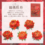 autocollants fleurs artificielles bleu blanc rouge vintage élégants détails floraux brillants dorés scrapbooking bricolage