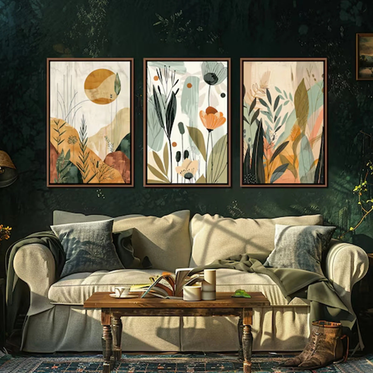 affiches contemporaines abstraites florales multicolores décoration murale chambre salon
