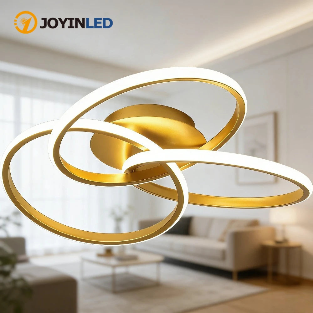 lampe led moderne or blanc circulaire minimaliste éclairage quotidien 10 15m² métal acrylique