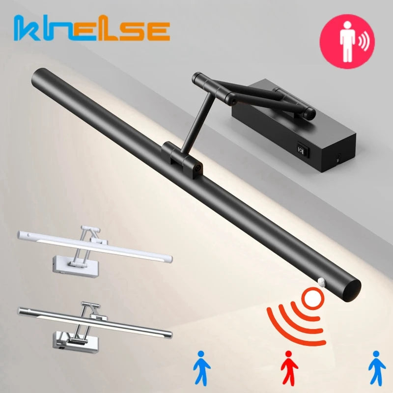 lampe salle bain murale led capteur mouvement moderne blanc noir chrome armoire douche cuisine
