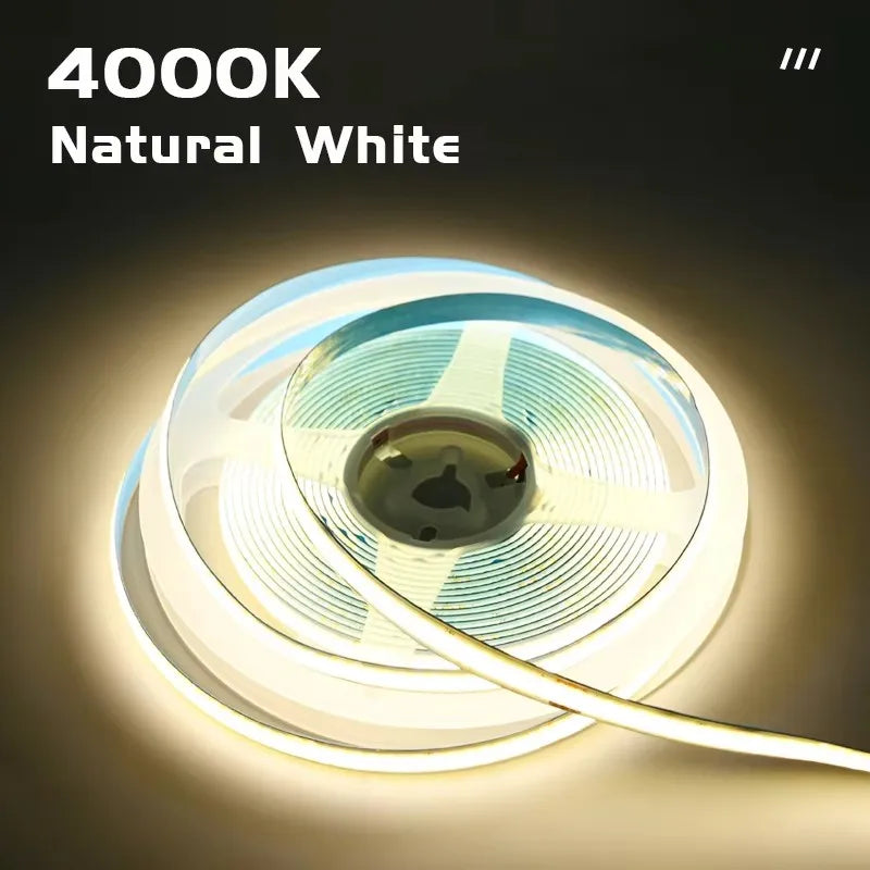 ruban led cob blanc 320 leds 5m 10m 3000k 4000k 6500k moderne