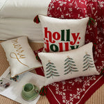 housse coussin brodée lettres noël velours polyester 30x50cm festive decoration voiture