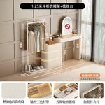 coiffeuse bois moderne beige miroir tiroirs tabouret étagère rangement chambre coucher