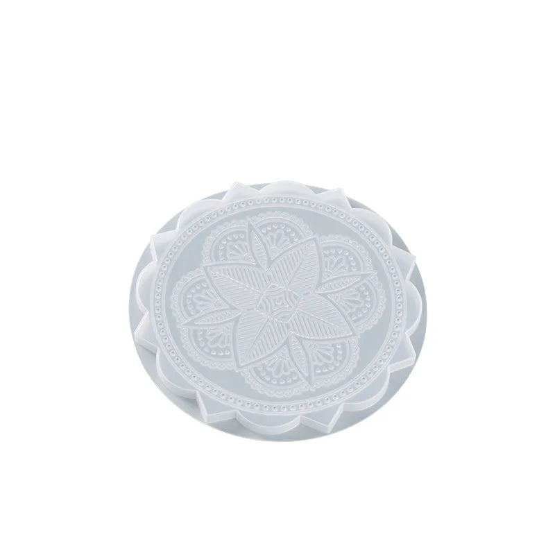 sous verres silicone motif floral moderne vert bleu orange 20.4 cm decoration bricolage