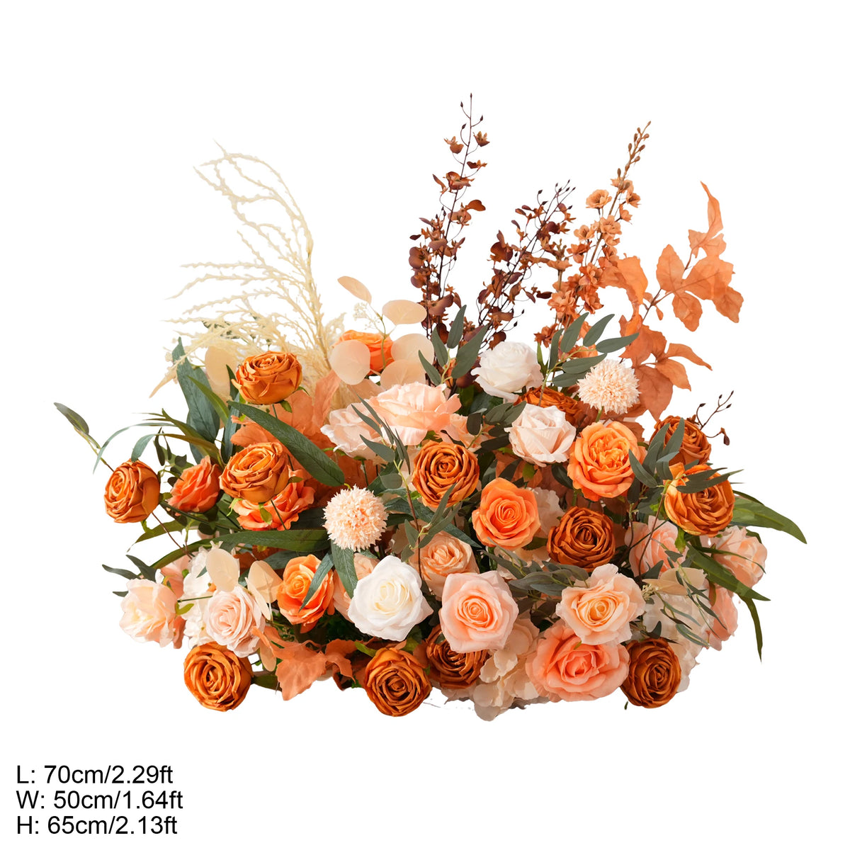 arche décorative boho chic fleurs artificielles orange feuilles vertes franges blanches extérieur mariage anniversaireévénement