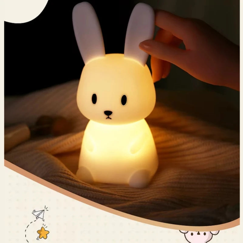 lampe table lapin blanc moderne veilleuse tactile sans fil certification rohs lumière douce chambre