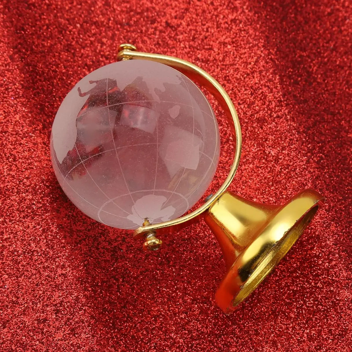 globe terrestre transparent relief gravé support métallique doré argenté élégant décoration pedagogique enfants collection