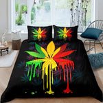 Housse de couette multicolore sur un lit moderne