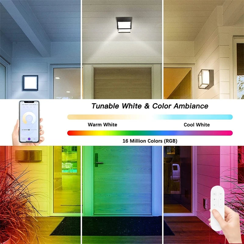 applique murale led moderne noire blanche controle app telecommande étanche alexa google