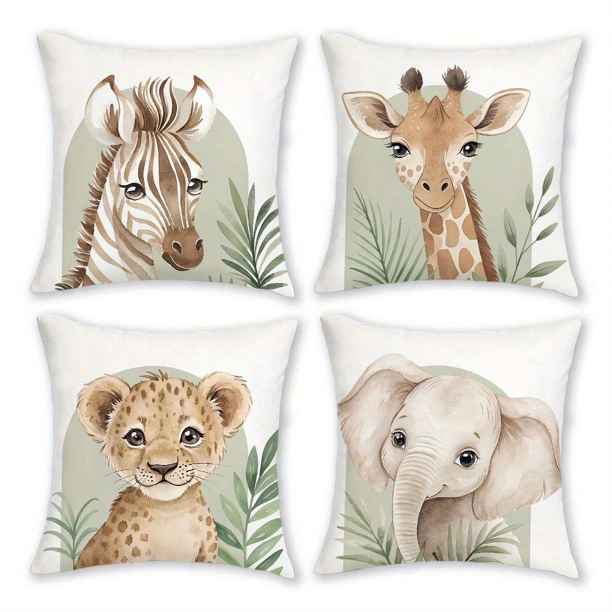 taies d'oreiller imprimées animaux zèbre girafe léopard éléphant moderne 45x45cm polyester zipper decoration chambre