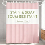 rideau douche rose clair rayures horizontales moderne aimants opaques résistants