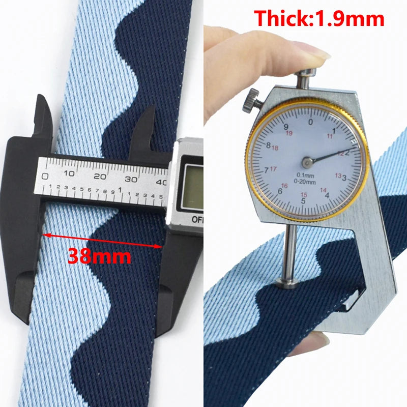 ruban polyester 38mm large rayures ondulées moderne rouge noir bleu blanc jaune orange marron